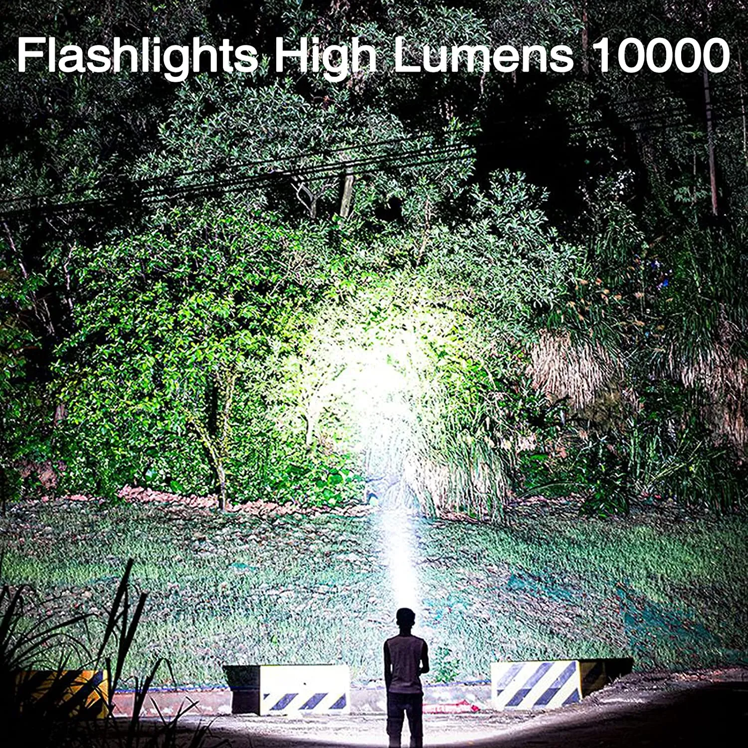GOHOMAN  Flashlights High Lumens Rechargeable 10000 Lumens Led Bright Flashlight with USB Cable 5 Modes Zoomable Waterproof High Powered Handheld Flash Light for Emergencies Camping Outdoor Hiking
