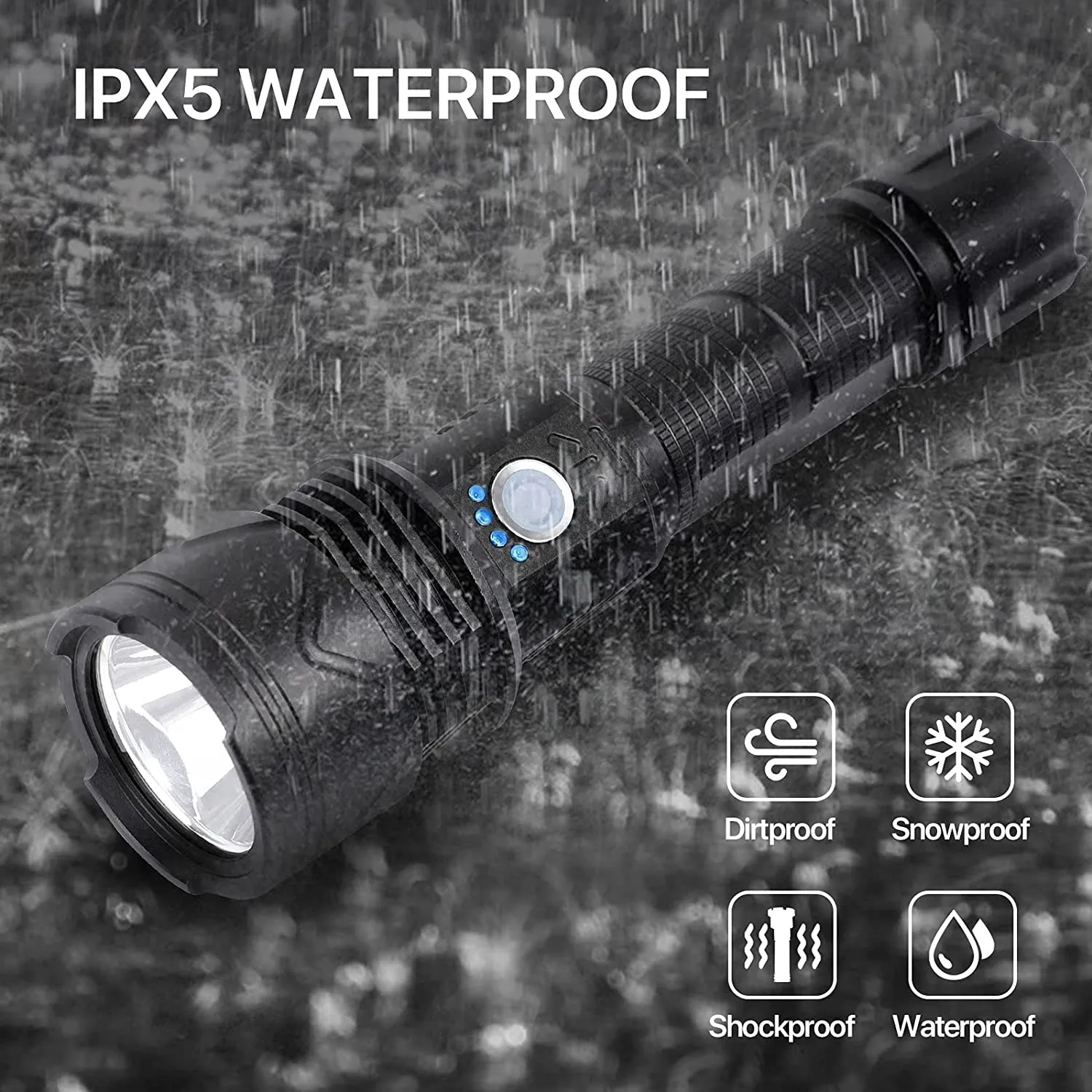 GOHOMAN  Flashlights High Lumens Rechargeable 10000 Lumens Led Bright Flashlight with USB Cable 5 Modes Zoomable Waterproof High Powered Handheld Flash Light for Emergencies Camping Outdoor Hiking