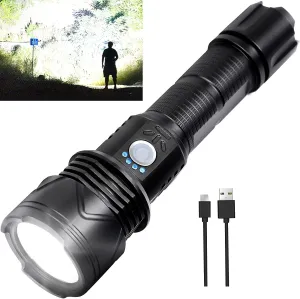 GOHOMAN  Flashlights High Lumens Rechargeable 10000 Lumens Led Bright Flashlight with USB Cable 5 Modes Zoomable Waterproof High Powered Handheld Flash Light for Emergencies Camping Outdoor Hiking