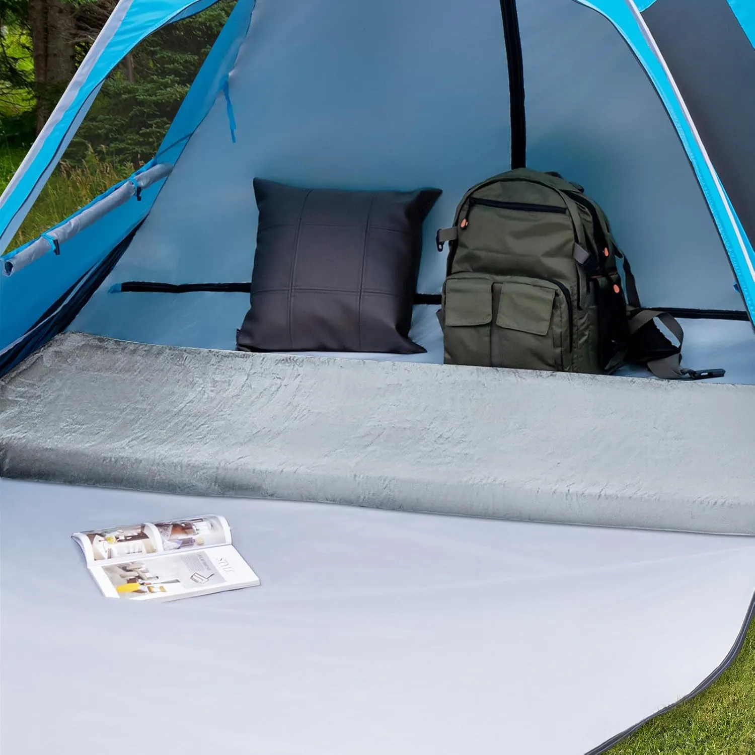 Goplus Memory Foam Camping Mattress, Portable Roll up Sleeping Pad w/Anti-Slip Bottom, Travel Bag, Single/Twin Waterproof Floor Mat, Guest Bed