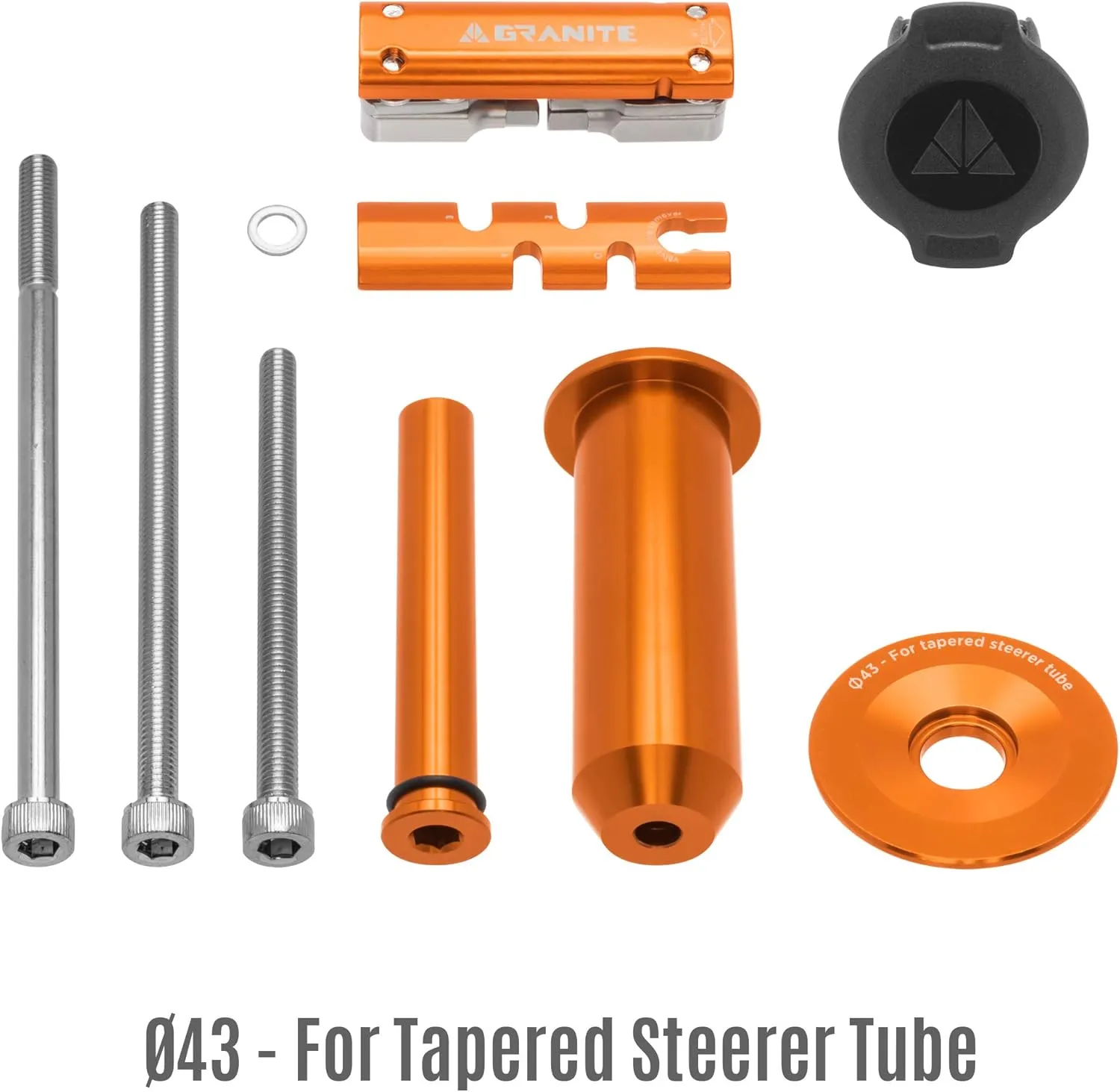 Granite Stash Multi-Tool Kit - Compact Bike Tools Stored Inside Steerer Tube, Tapered Steerer Model (Orange)