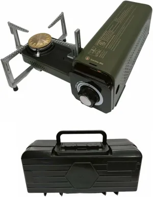 Green Foldable Camping Butane Stove, 7,250 BTU Portable Camping Stove Outdoor Gas Stove with Storage Bag suitable for Picnic, Backpacking Hiking, Adventure, Home Travel, Outdoor Patio, RV Trip