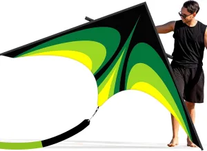 Green Large Delta Kites Flying Toys for Adults Easy to Fly,Single Line String with Tail,Kite for Outdoor Activities Family Parties and Beach Games (Green)