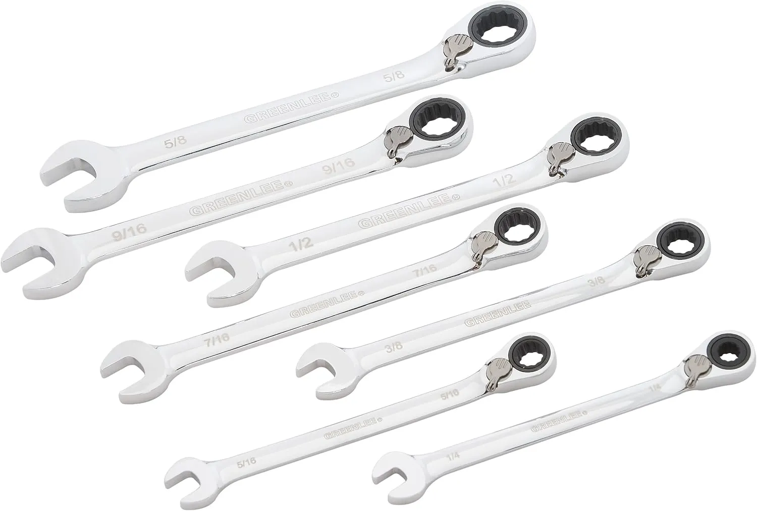 Greenlee 0354-01 Combination Ratcheting Wrench Set, Standard, 7-Piece
