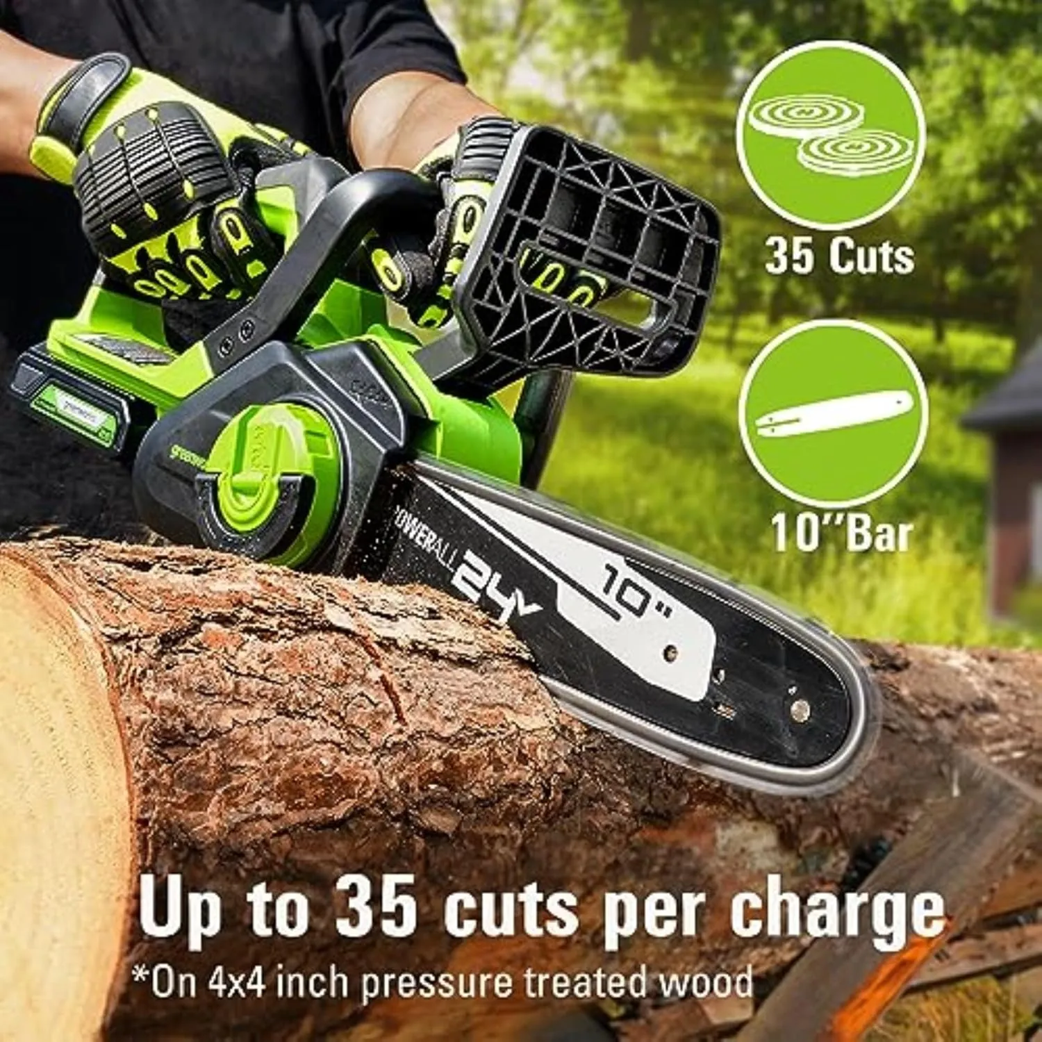 Greenworks 24V 10" Cordless Compact Chainsaw (Great For Storm Clean-Up, Pruning, and Firewood / 125  Compatible Tools), Tool Only