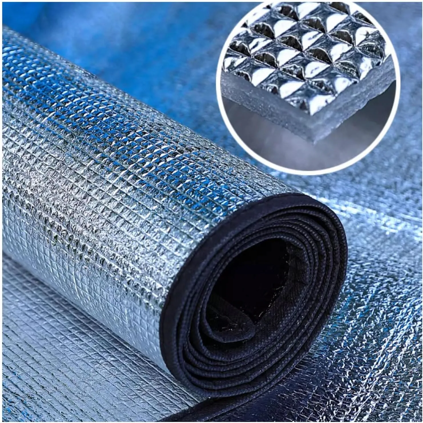 Ground Mat Camping Aluminum Sleeping Foam Mat, Insulating Thermal Waterproof Mat, Foldable Double-Sided Tent Aluminum Foil Pad for Camping Hiking Picnic, with Storage Bag