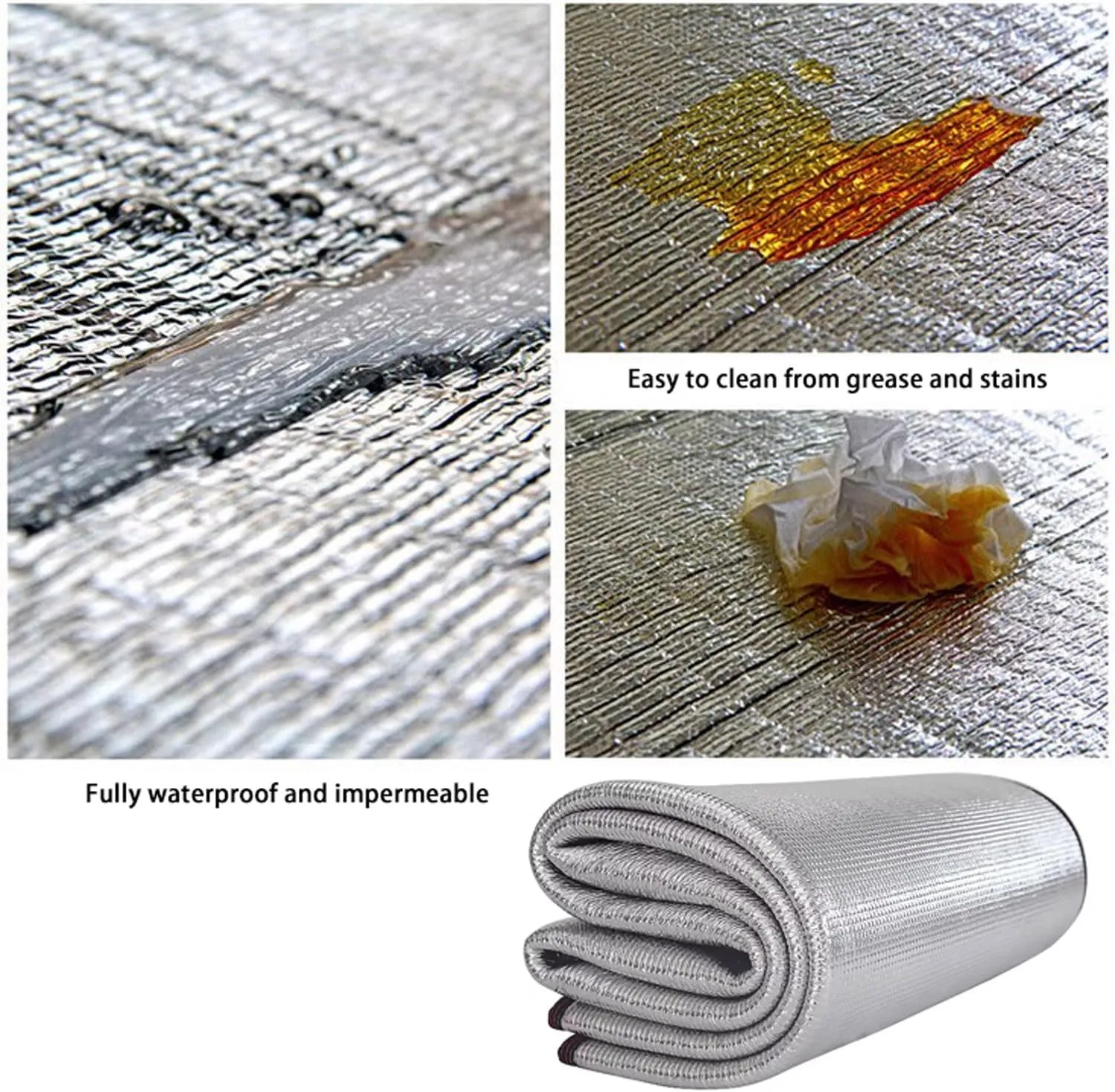 Ground Mat Camping Aluminum Sleeping Foam Mat, Insulating Thermal Waterproof Mat, Foldable Double-Sided Tent Aluminum Foil Pad for Camping Hiking Picnic, with Storage Bag