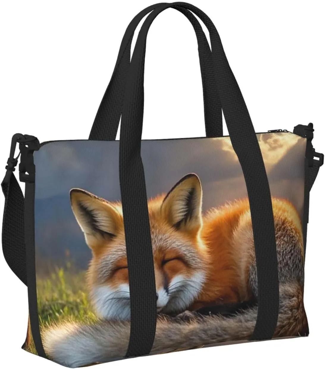 Gym Bag A Sleeping Fox Duffel Bag for Men Women Travel Overnight Bag with Shoe Compartment Workout Bags