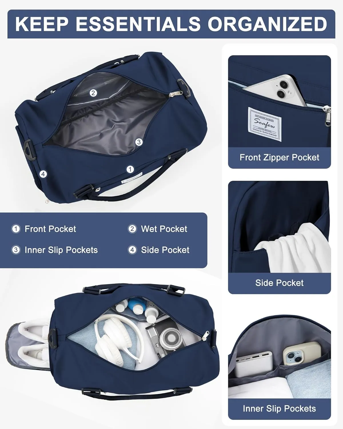 Gym Bag Womens,Travel Duffel Carry on Bag Sport Tote Bag Weekend Overnight Bag