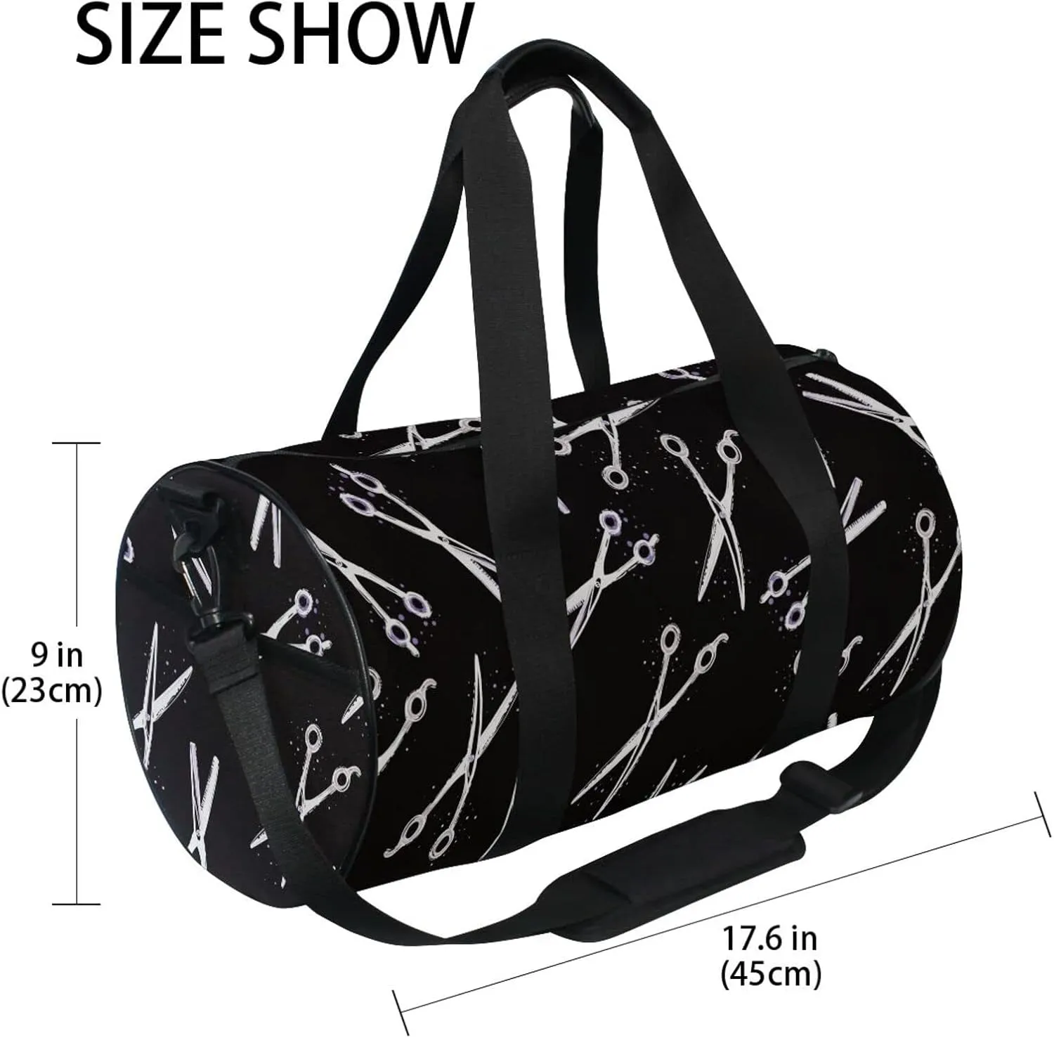 Hair Stylist Hairdressing Scissors Print Sports Gym Bag for Women and Men Travel Duffel Bag
