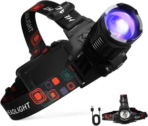 HANABASS LED Headlamp Rechargeable Dual Color Brightness USB Charging Battery with Multiple Lighting Modes for Outdoor Activities Camping Hiking and Repairs