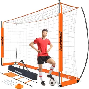Haokelball Soccer Goal for Backyard, 12x6 FT Portable Soccer Goals, Easy Setup Soccer Net with 12 Cones, Agility Ladder, and Carry Bag