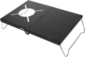 Happyyami Camping Cooking Gear Collapsible Grill Table Metal Outdoor Grill Table Heat Resistant