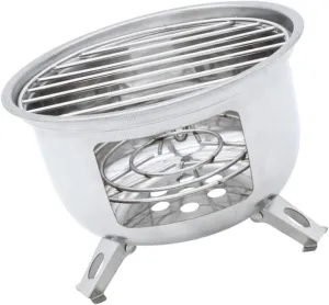 Happyyami Compact Stainless Bbq Stove Round Barbecue Grill Portable Camping Stove for Garden Outdoor Bbqs