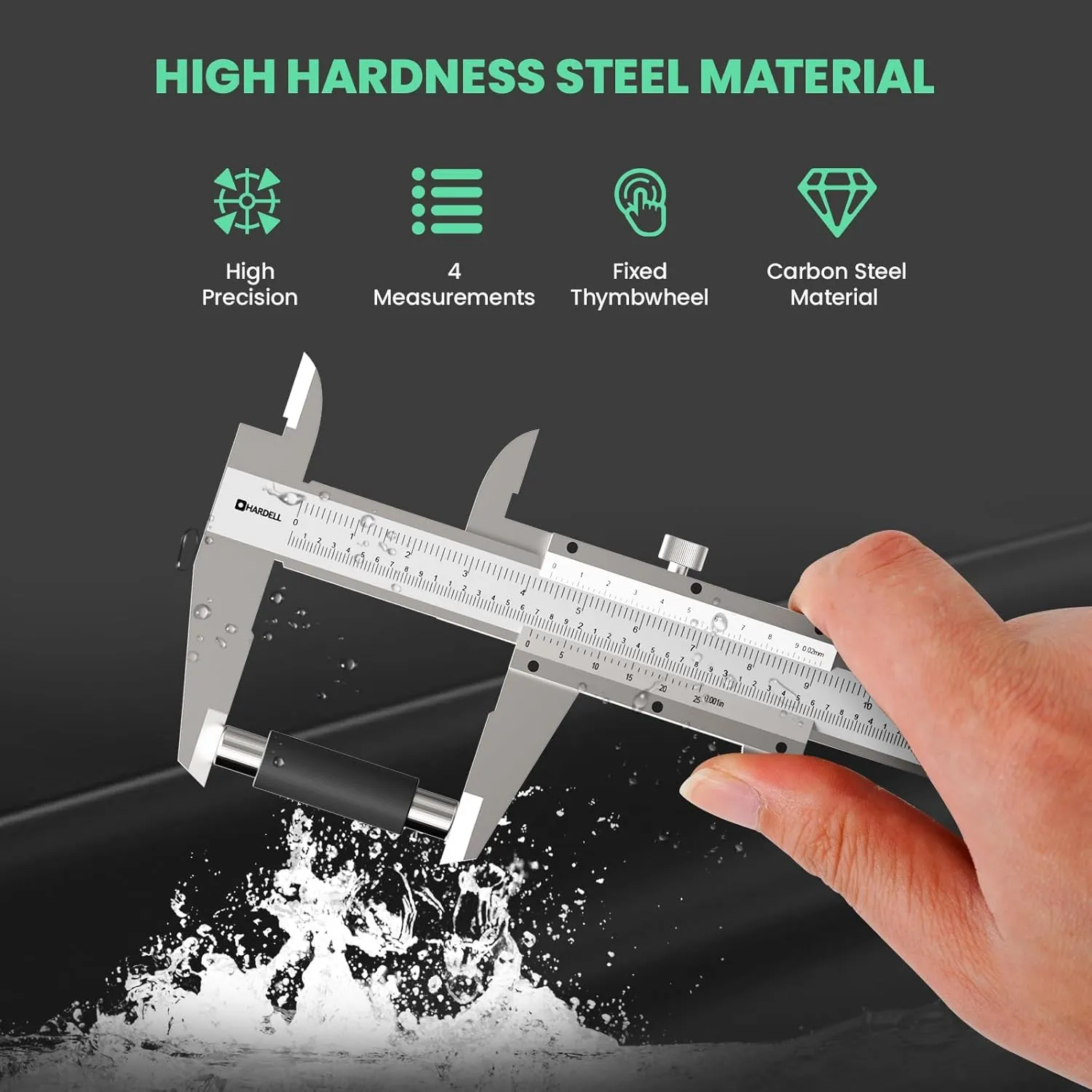 HARDELL Vernier Caliper 12 Inch Stainless Steel, High Precision Micrometer 0.02mm/0.001'', Accuracy 0.05mm Resolution, Dual Reading Scale Caliper Measuring Tool with Storage Case, for DIY/Household