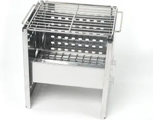 HAWOK Stainless Steel Folding Outdoor Stove with Carrying Bag and Stainless Steel Grill, 8.7"L x 7.5"W x 9.5"H, Portable Wood Burning Grill