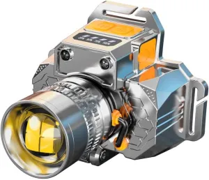 Head-Mounted Induction Zoomable Super Bright Flashlight, Led Headlamp Fishing Light, Bright Rechargeable High Power Headlamp, Powerful High-Performance, Portable Head Flashlight for Camping