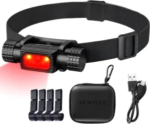 Headlamp Rechargeable 1500 Lumen LED USB Rechargeable Headlight w/Red Light IP65 Waterproof Head Lamp with Bright Flashlight Beam for Hiking & Outdoor Camping Gear, Black