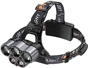 Headlamp Rechargeable Headlamp, 5 LED 6 Modes USB Rechargeable Headlight, auminum Alloy   ABS, Waterproof LED Head Torch Rechargeable Headlamp Flashlight