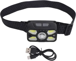 Headlamp Rechargeable, Headlamp Type C Rechargeable Motion Sensor 45° Adjustable 1500mAh Ultra Bright Digital Power Display for Outdoor Emergency