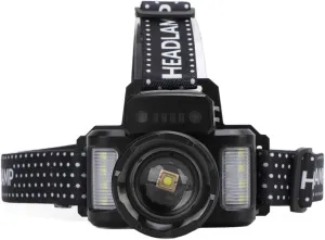 Headlamp, Type-C Fast Rechargeable LED Headlamp with Charging Indicator, Adjustable Headlamp with 30W Zoom for Adults, Camping, Outdoor