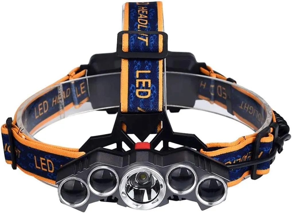 Headlamp,5 LEDHeadlight USB Rechargeable Super Bright Waterproof Head Torch for Camping, Cycling, Climbing, Hiking, Fishing
