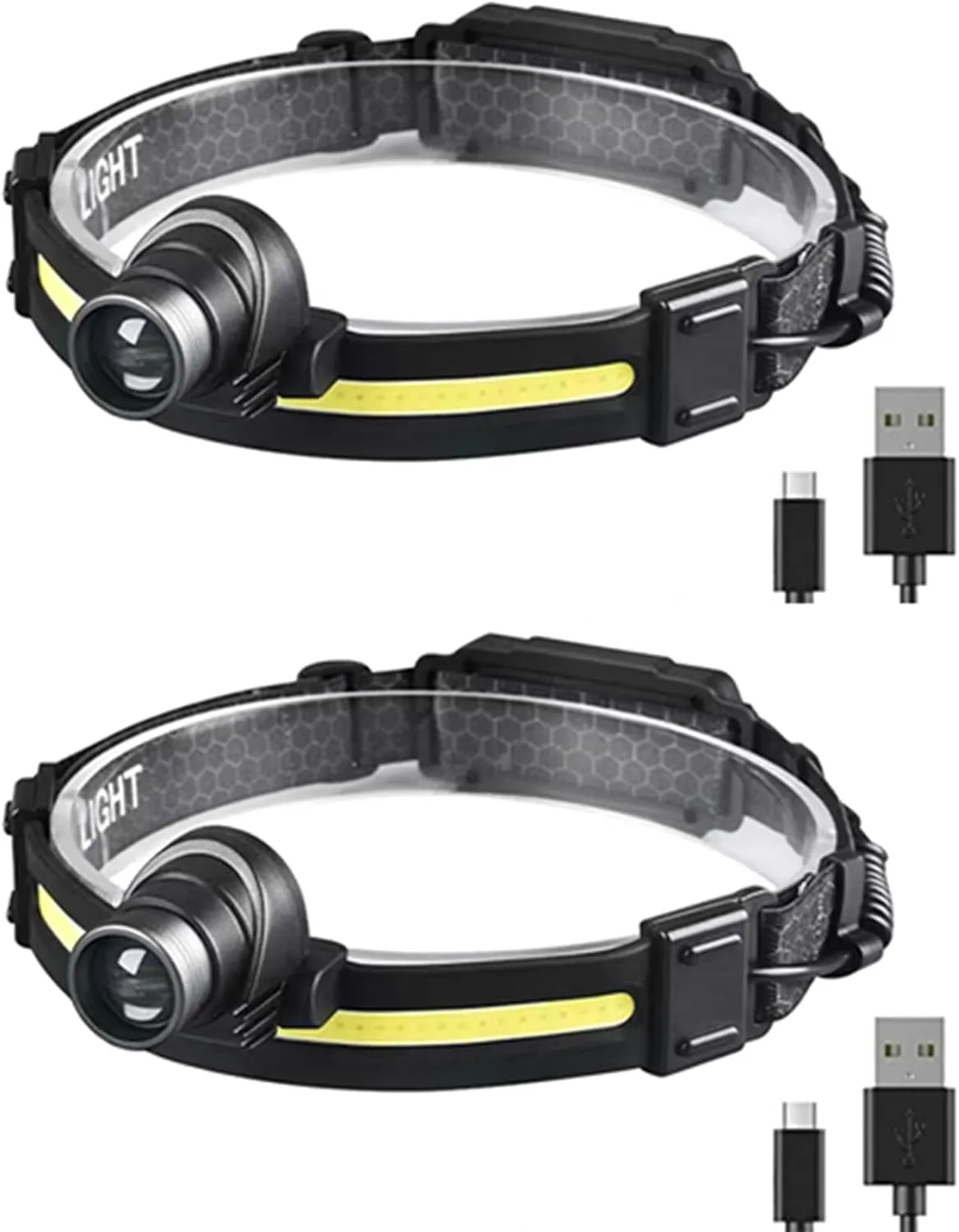 Headlamps Rechargeable Flashlight,1200mah，Hunting,Fishing Accessories,Adjustable Outdoor Waterproof Head Light for Running,Camping,Hiking,Fishing