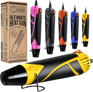 Heat Gun for Crafting, Mini Dual Temp Hot Air Gun Tool for Epoxy Resin, Shrink Wrapping, Vinyl Wrap, Embossing, Electronics, Candle Making, Sublimation, Phone Repair & DIY (Yellow/Black)