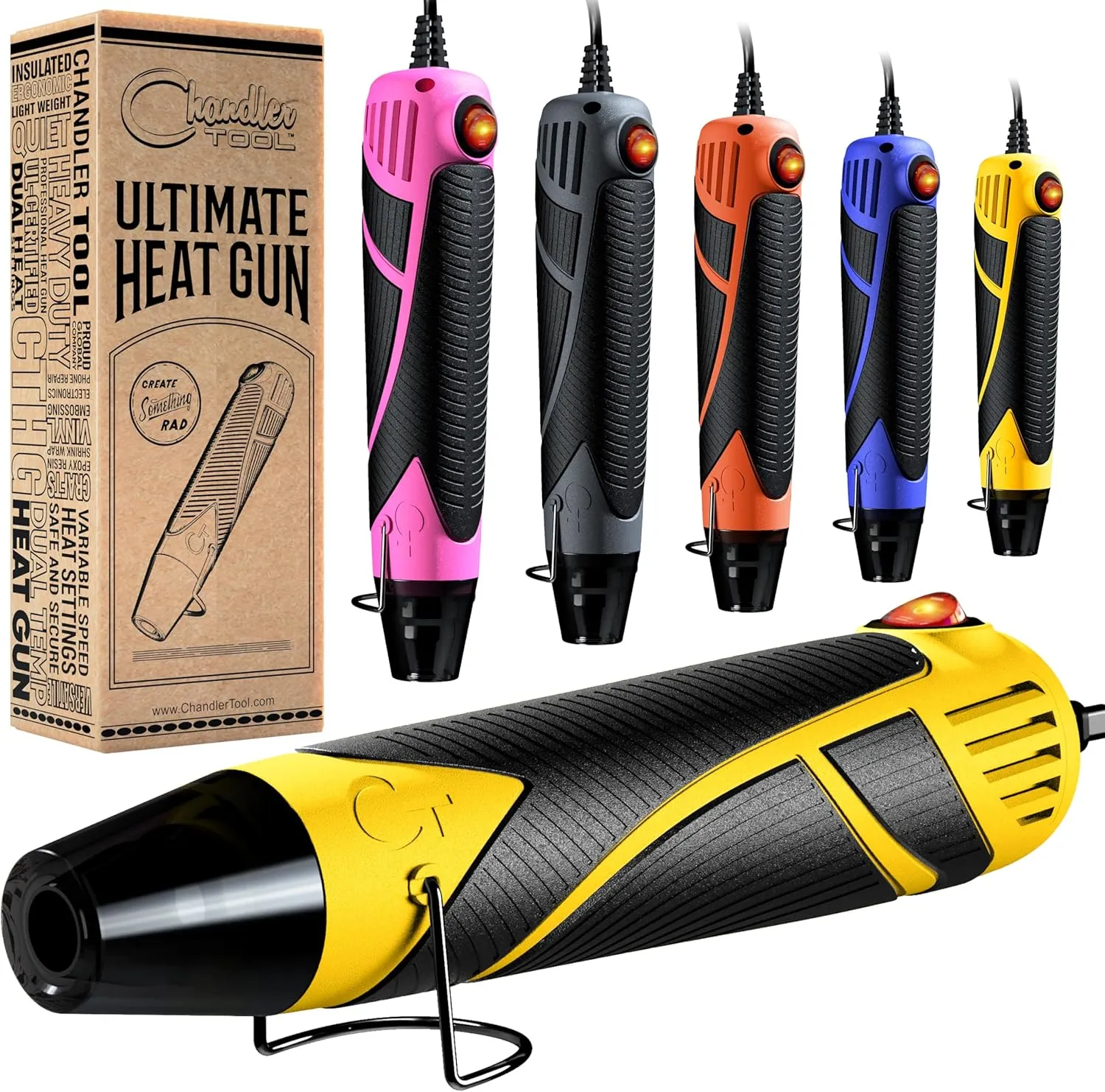 Heat Gun for Crafting, Mini Dual Temp Hot Air Gun Tool for Epoxy Resin, Shrink Wrapping, Vinyl Wrap, Embossing, Electronics, Candle Making, Sublimation, Phone Repair & DIY (Yellow/Black)