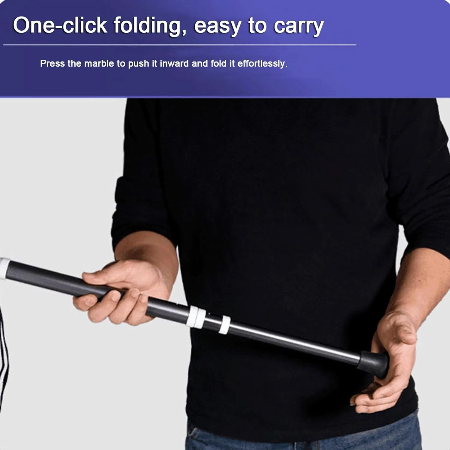 Height Adjustable Cane Wonderful Cane 105Cm/41In Telescopic Blind Cane Folding Hiking Cane for Elderly and Mountaineers(A,38~105cm)