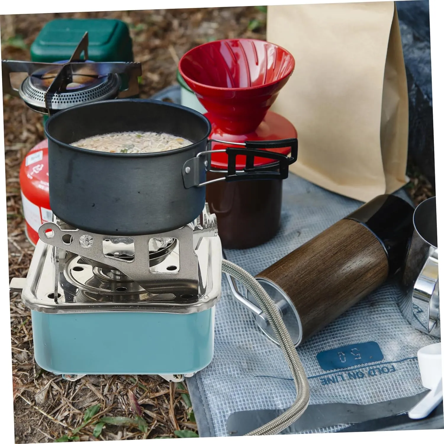 Hemoton Foldable Portable Gas Stove Compact and Lightweight Design for Outdoor Camping Hiking and Easy to Install and Operate Versatile Cooker with Screw for Picnics and Adventures