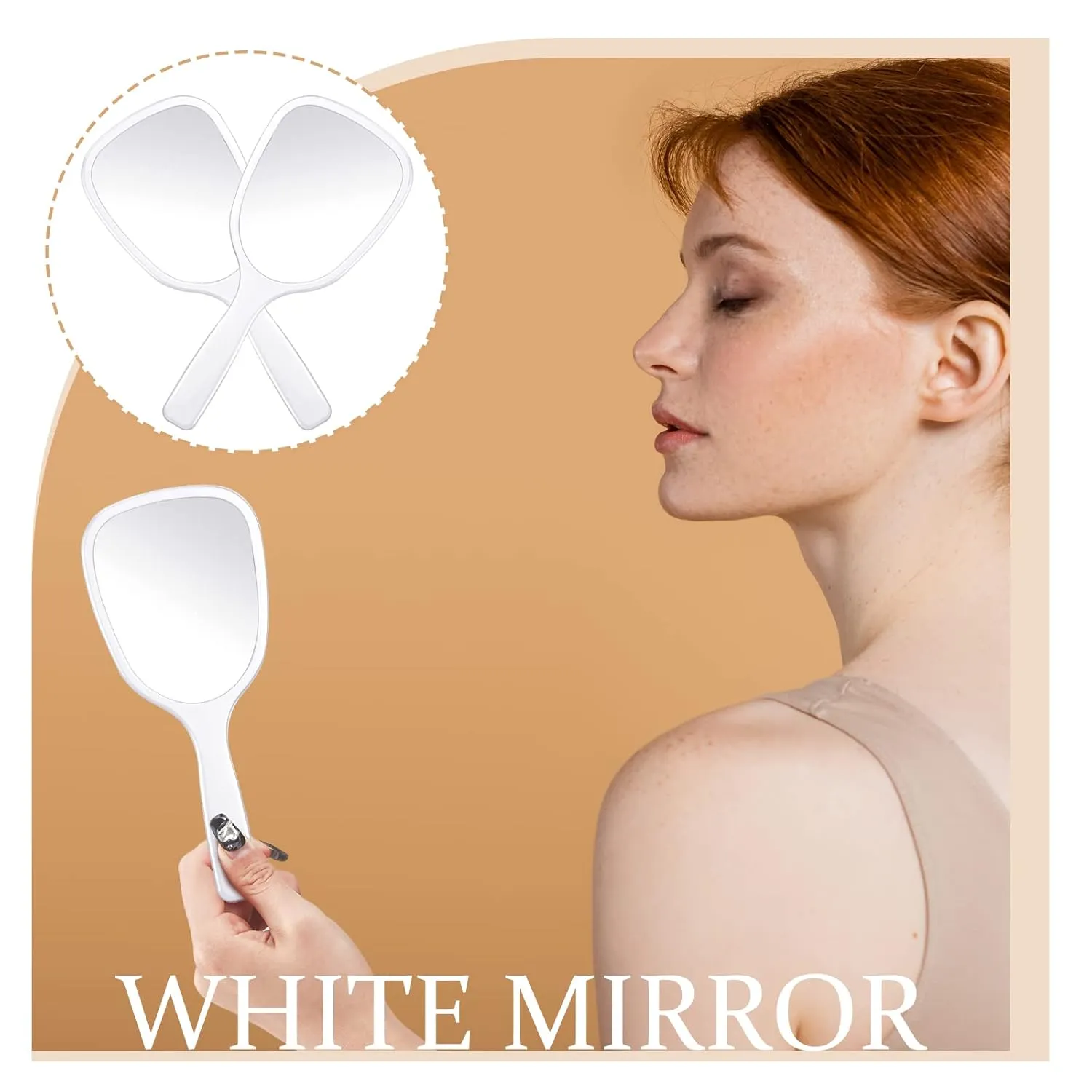 Hicarer 16 Pcs Hand Handheld Mirror with Handle Bulk Plastic Compact Travel Makeup Cosmetic Portable Hand Mirror for Camping, Home, Women School Gift, 3.15 Inch Wide, 7.09 Inch Long