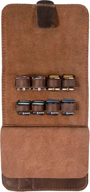 Hide & Groom, Rectangular Travel Bag for Groomsmen, Best Men, Bachelors, Ideal for Cufflinks, Collar Stays, Full Grain Leather, Handmade, Bourbon Brown