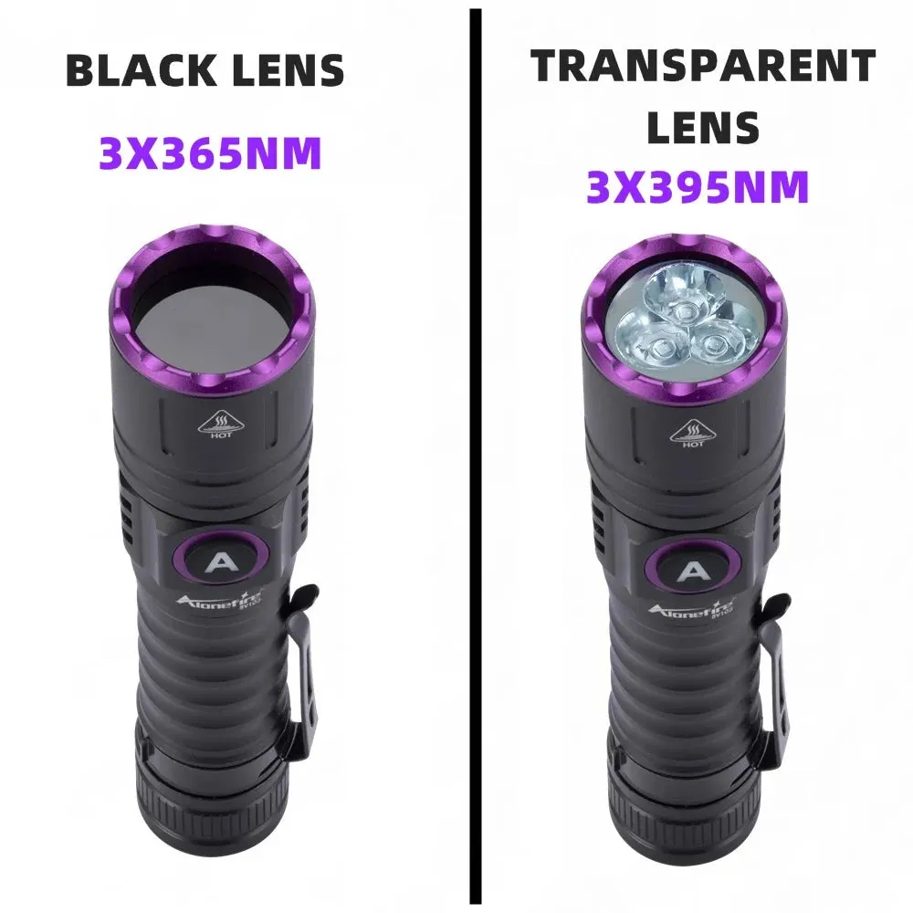 High Power 15W UV Flashlight 395/365nm USB Rechargeable for Pet Urine, Tinea, Ore, Money, Scorpions, Fluorescence Detection