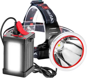 High Power LED Headlamp Separation Design Outdoor Head Lamps Waterproof&Rechargeable Long Distance Headlight for Camping Hiking Fishing Hunting (Yellow Light)