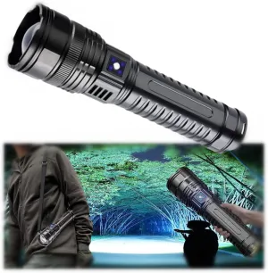 High Powerful LED Flashlight 1000000 Lumens,Super Bright USB Rechargeable Torch,Zoomable Tactical Flashlights,Outdoor Waterproof Handheld Searchlight,5 Modes with COB Tail Light