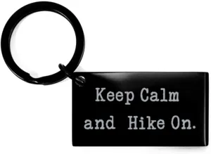 Hiking Gifts For Friends, Keep Calm and Hike On, Beautiful Hiking Keychain, Black Keyring From Friends, Love and hiking, Romantic hiking, Couples hiking