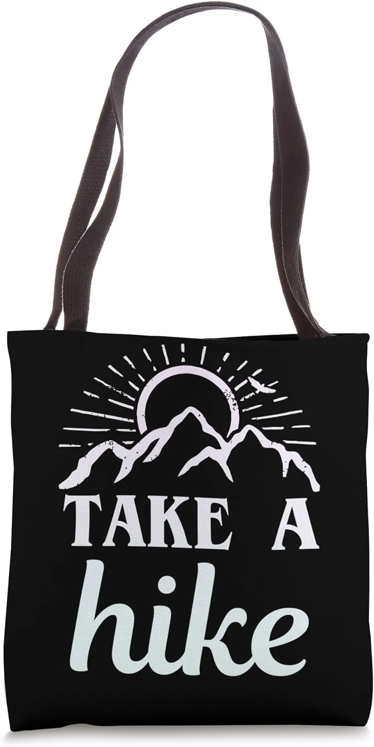 Hiking Saying, Mountain Lines, Alps Motif, Hiking. Tote Bag