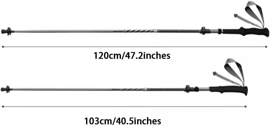 Hiking Sticks with EVA Grips- 5-Stage Telescopic, Collapsible, Shock-Absorbent Trekking Poles, 2 Pack