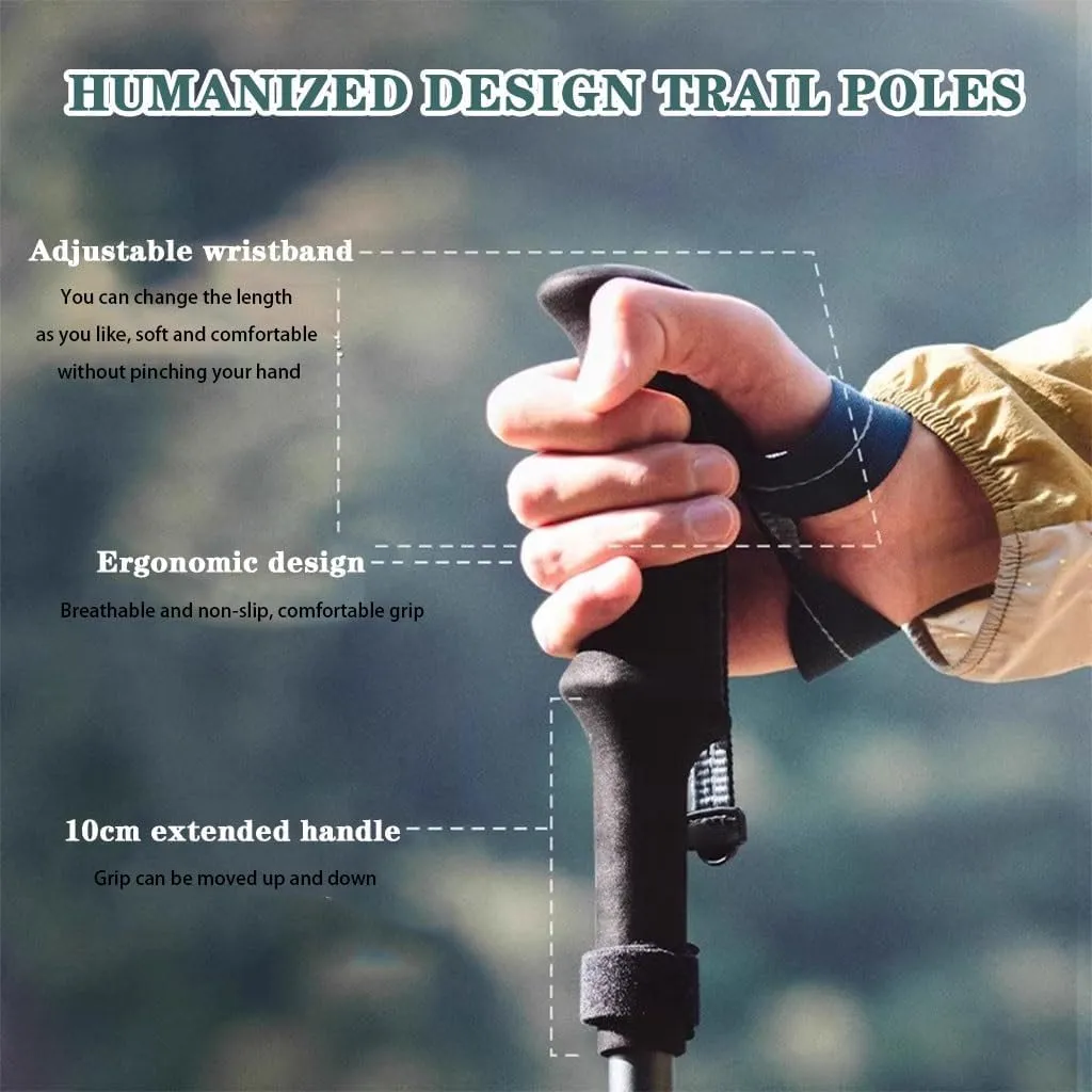Hiking Sticks with EVA Grips- 5-Stage Telescopic, Collapsible, Shock-Absorbent Trekking Poles, 2 Pack