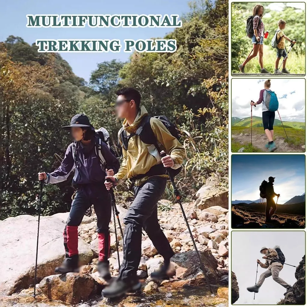 Hiking Sticks with EVA Grips- 5-Stage Telescopic, Collapsible, Shock-Absorbent Trekking Poles, 2 Pack