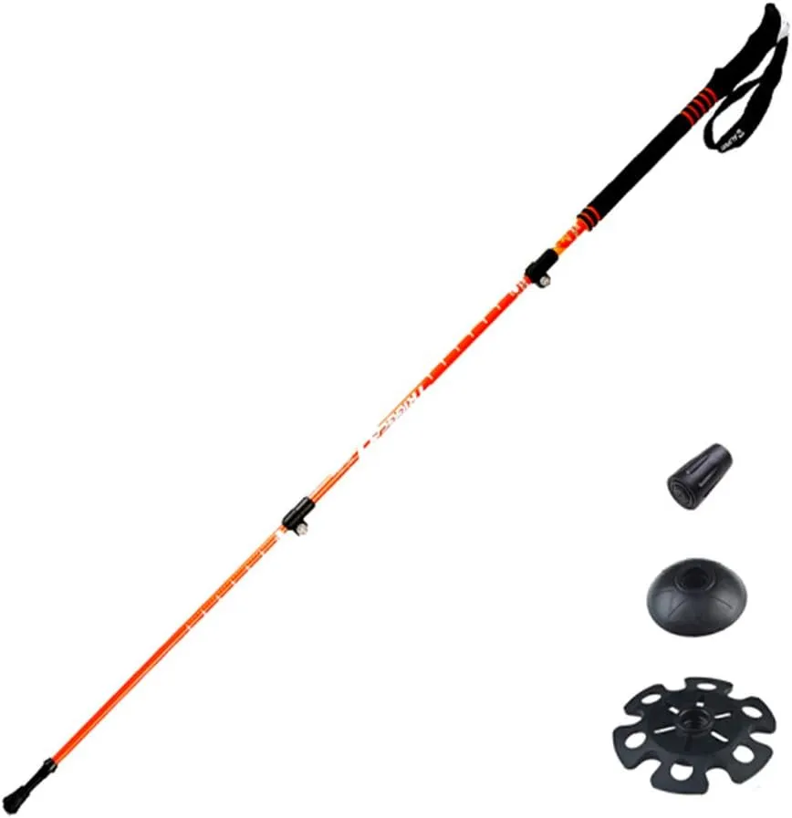 Hiking Trekking Poles 1-Pack Lightweight Carbon Fiber Alpenstocks Mountaineering Anti Shock Trekking Poles with Accessories, Extended Foam EVA Grips