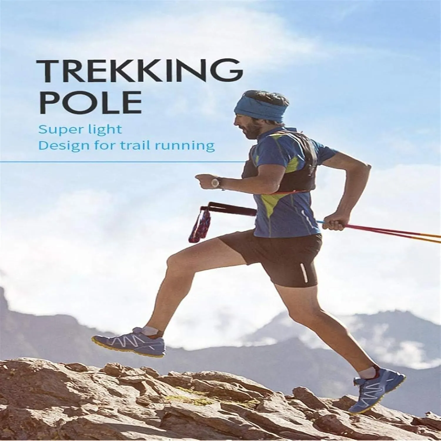 Hiking Trekking Poles 2-pc Pack Trekking Poles Adjustable Length Walking Sticks Ultralightwith for Camping Mountaining Hiking Sticks for Trekking(110cm)