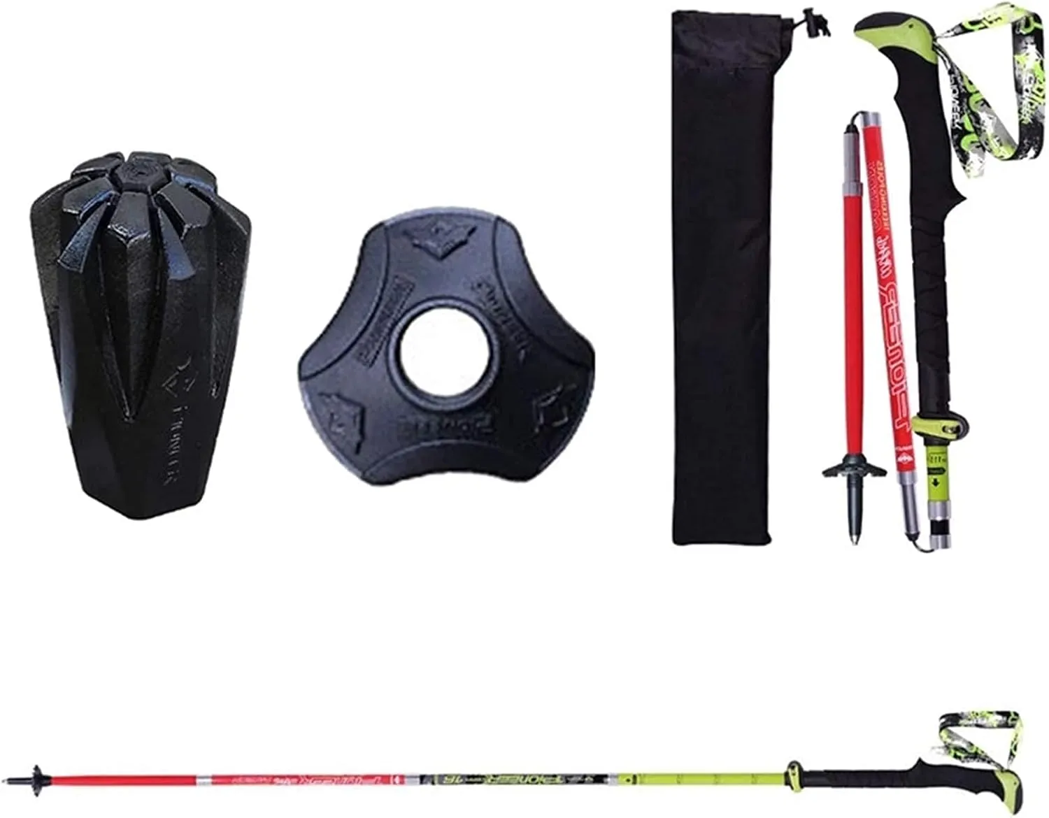Hiking Trekking Poles, Lightweight Folding Adjustment Hiking Trekking Poles, EVA Foam Handle and Strong Grip Tungsten Steel Tip, Suitable for Camping and Adventure (Red Long)