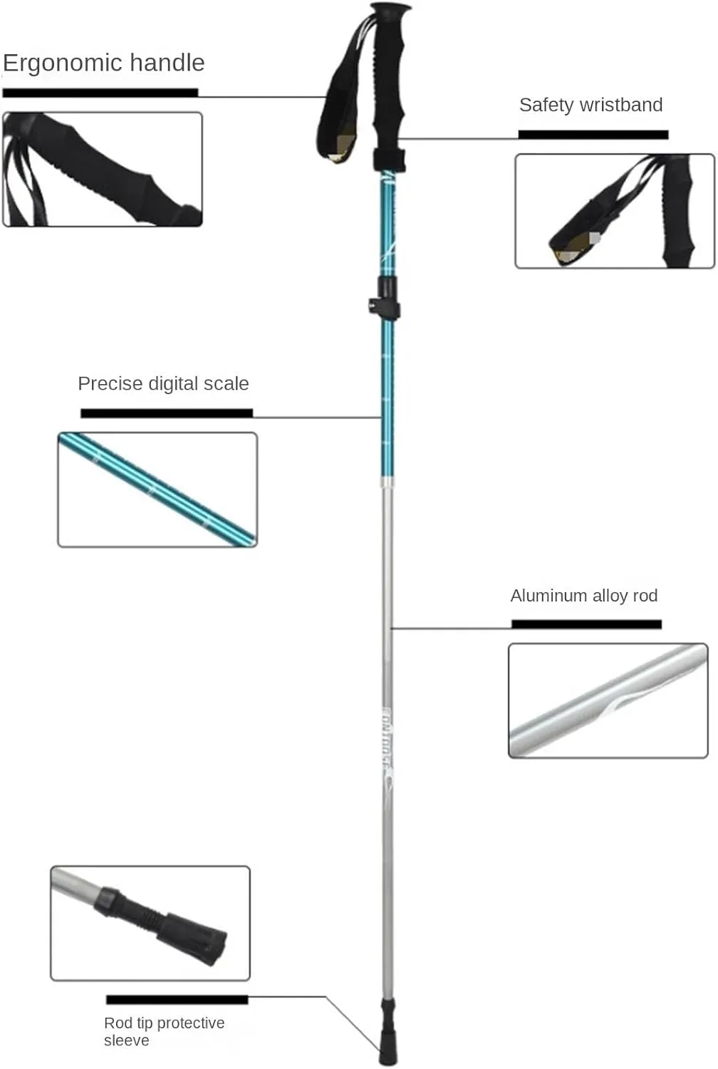 Hiking Trekking Poles Lightweight Outdoor Trekking Poles Retractable Hiking Trekking Poles for Camping Hiking Sticks for Trekking(Blue,107-125cm)