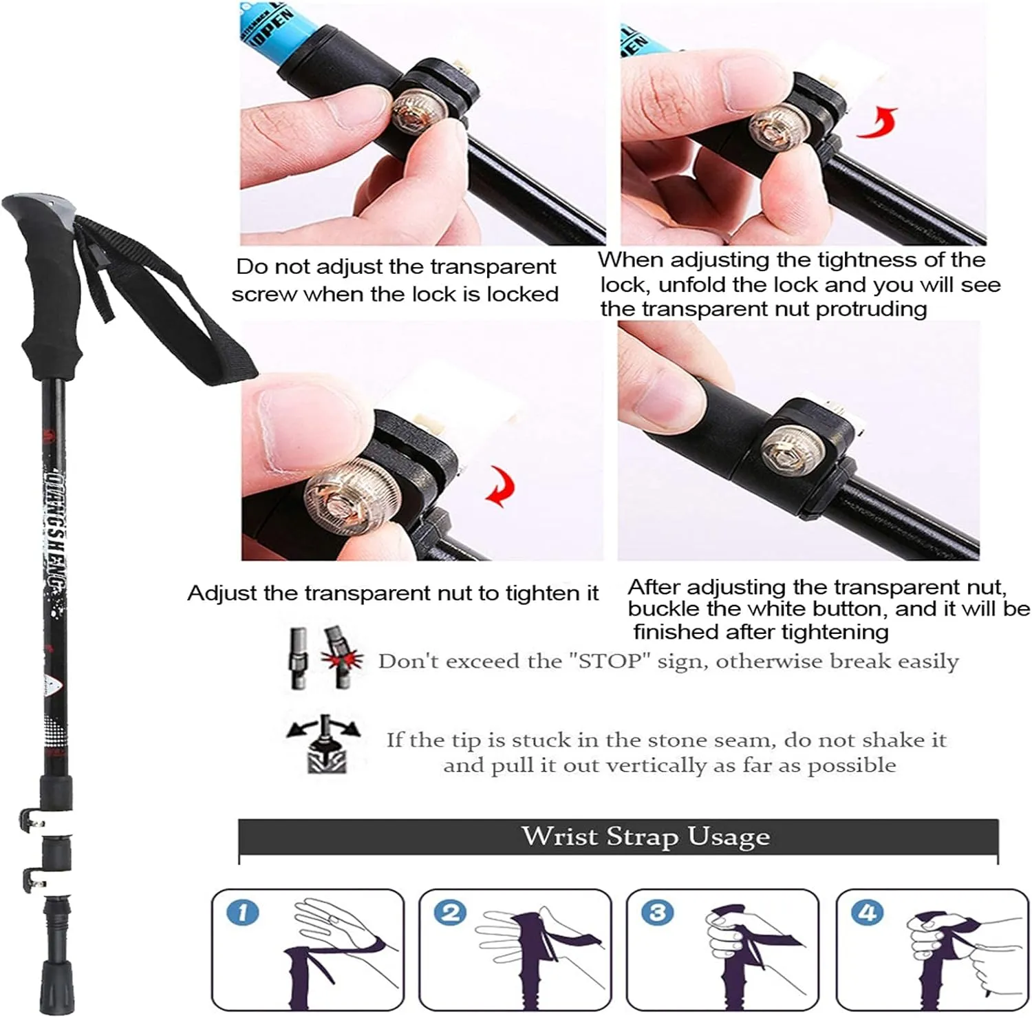 Hiking Trekking Poles, Retractable and Adjustable Trekking Trekking Poles, Adjustable 65-135Cm, Soft and Comfortable Handles for Multiple Terrains. Suitable for Climbing Camping (B