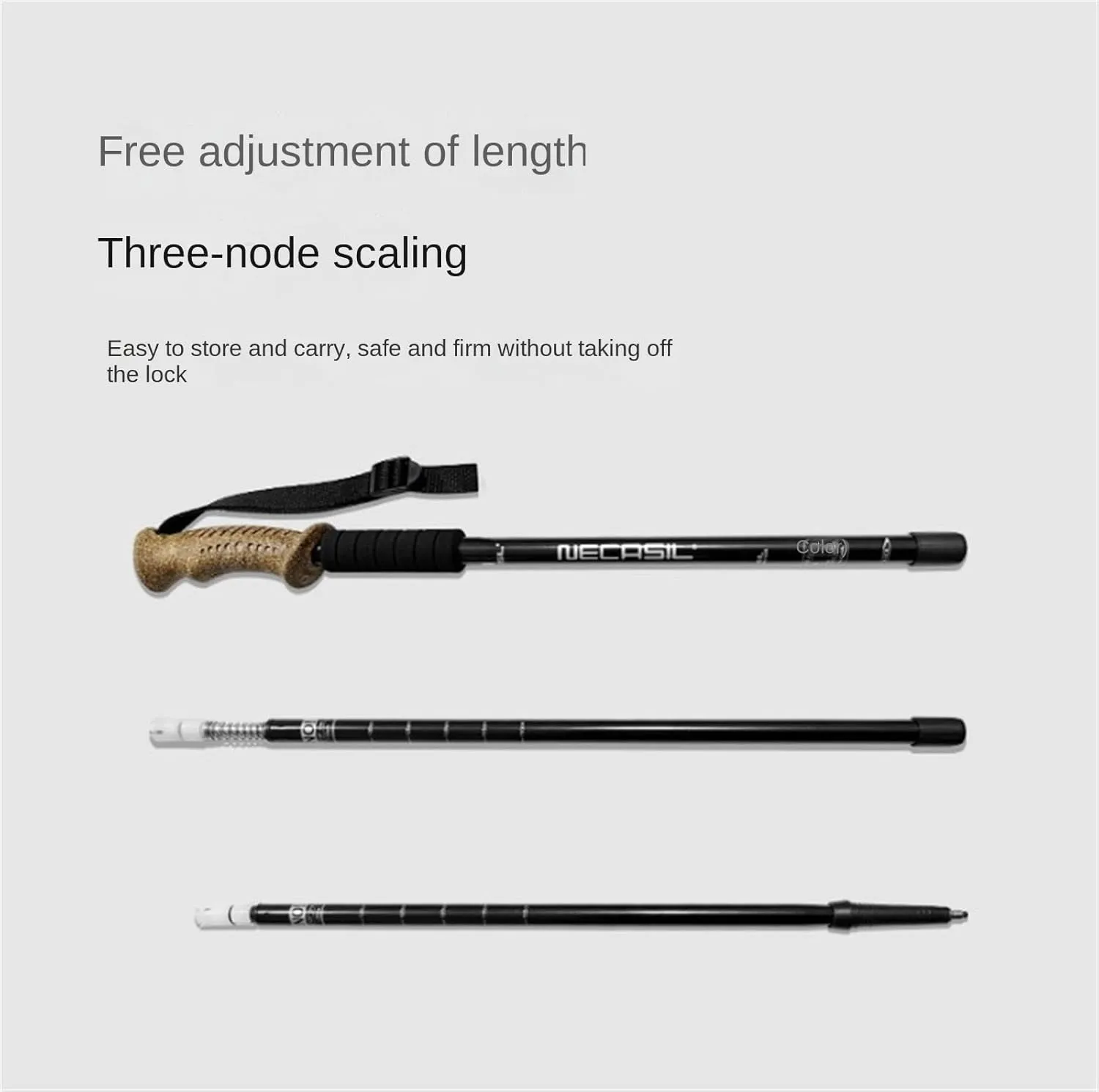 Hiking Trekking Poles Telescopic Walking Poles Adjustable Aluminium Lightweight Hiking Poles Outdoor Camping Hiking Sticks for Trekking(Black)