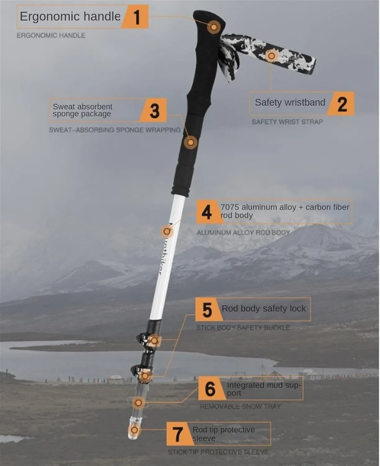 Hiking Trekking Poles Trekking Poles Adjustable Hiking Poles Aluminum Alloy Walking Poles Sticks for Camping Hiking Sticks for Trekking(Black)