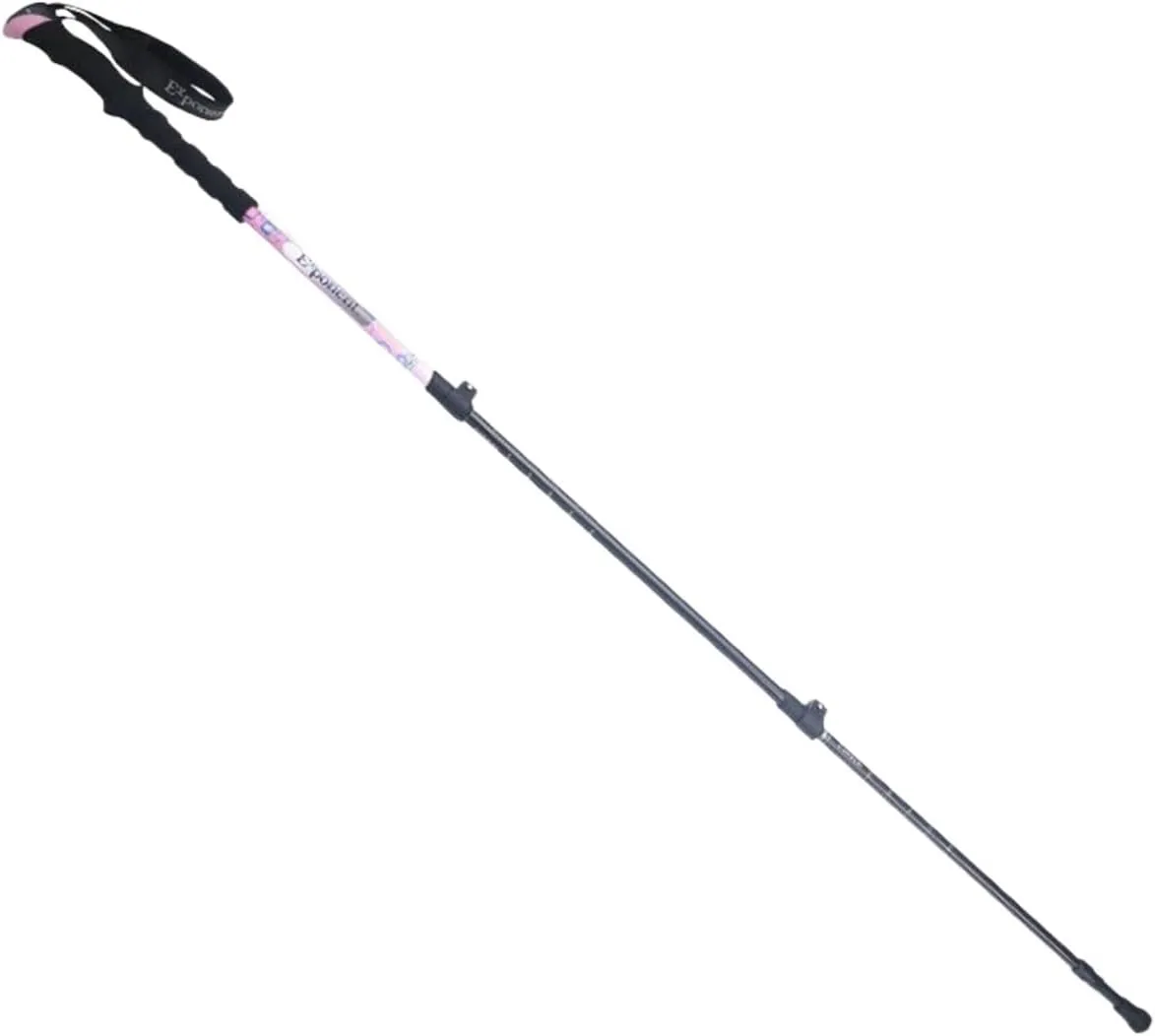 Hiking Trekking Poles Trekking Poles Hiking Poles Lightweight Walking Sticks Foldable Aluminum for Camping Hiking Sticks for Trekking(Pink)