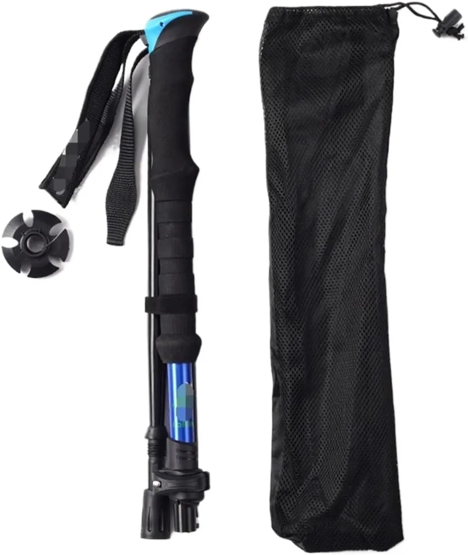 Hiking Trekking Poles Walking Trekking Poles Folding Adjustable Lightweight Aluminum Hiking Poles for Men Women Hiking Sticks for Trekking(Blue)